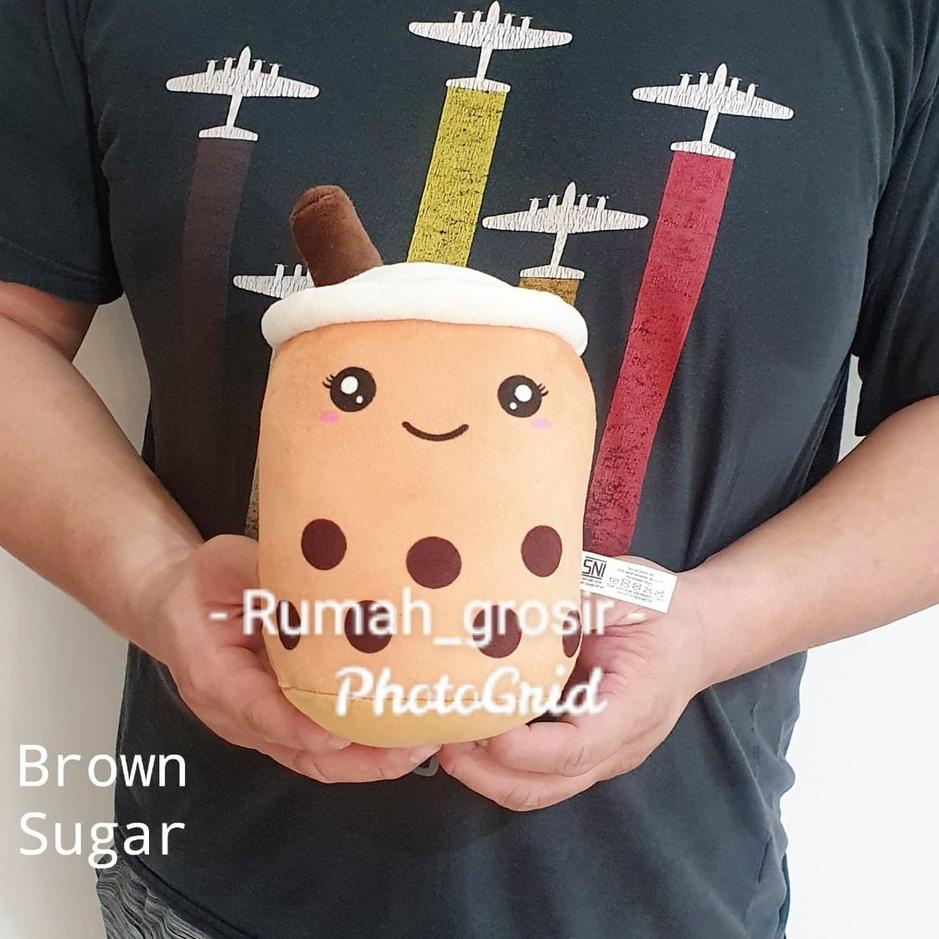 ➼ Boneka Boba Bubble Milk Tea Brown Sugar Ukuran Kecil ✫