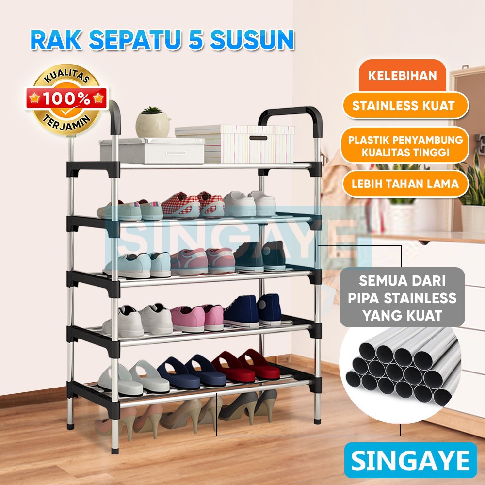 Rak Sepatu Susun Besi 5 Tingkat Tempat Sepatu Sandal 5 Susun Rangka Besi / Rak sandal CUC-216