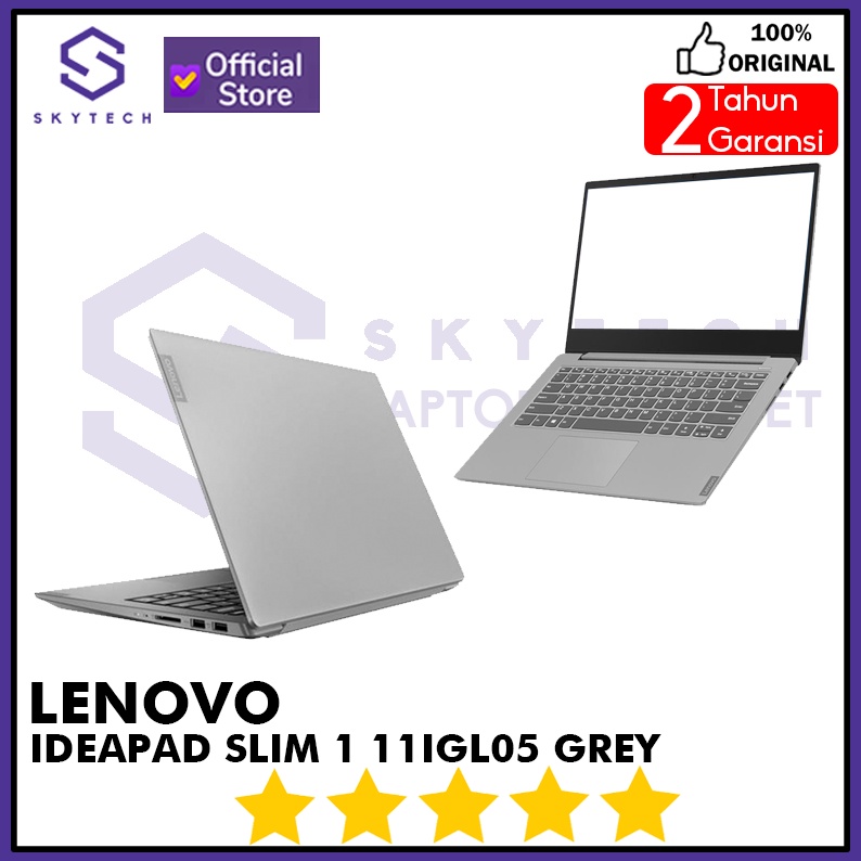 LAPTOP LENOVO IDEAPAD SLIM 1 11IGL05 81VT0005ID N4020 4GB SSD 256GB WINDOWS 10 PLATINUM GREY-2