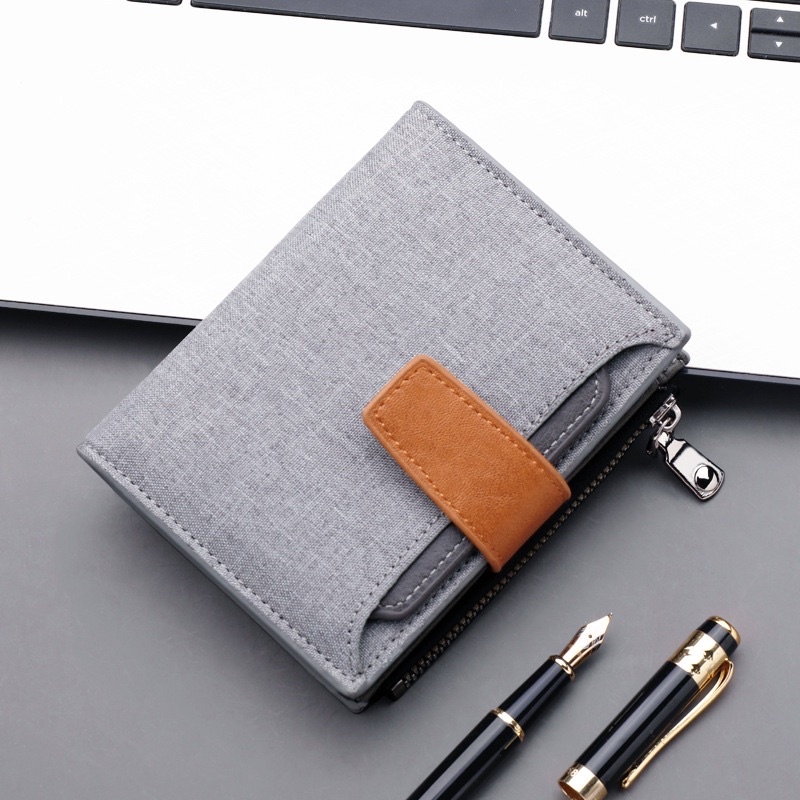 Town Shell Dompet Pria Canvas / Dompet Pria Lipat Trifold / Dompet Jepang Vertical Wallet