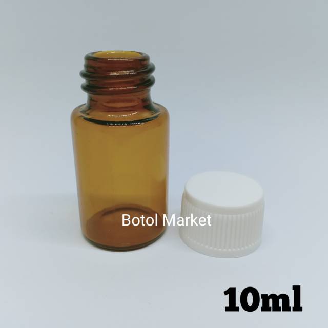 Botol Kaca 10ml Amber Tutup Plastik Ulir