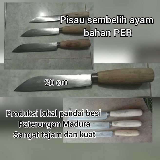 Pisau sembelih ayam / pisau baja per 20cm / pisau dapur produk Madura/ pisau tajam