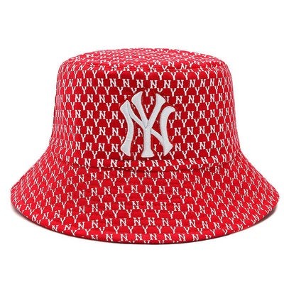 TOPI BUCKET NY BASEBALL IMPORT 2 MOTIF BISA BOLAK BALIK NY BORDIR - MERAH PUTIH