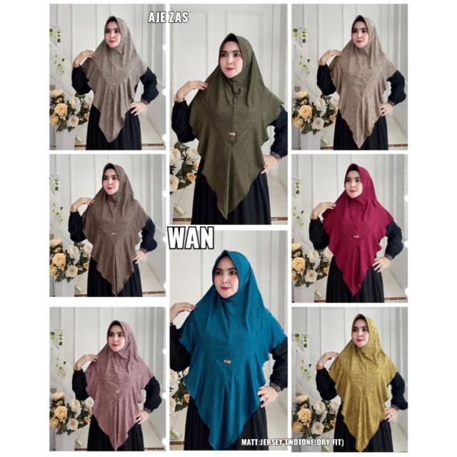 Aje zas / khimar Wan ori Aje zas / jilbab instan jersey / hijab jersey / kerudung syari jerset