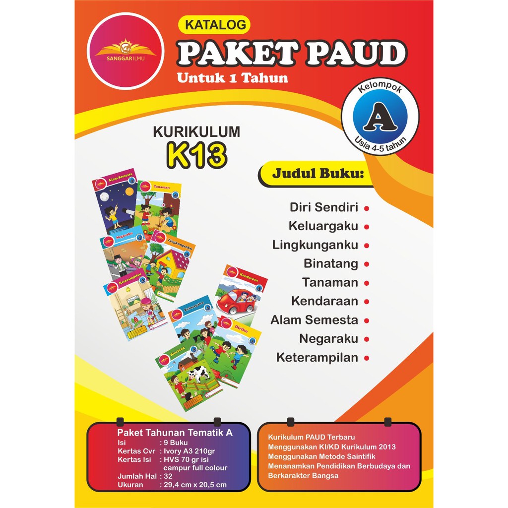 BUKU PAKET SATU SET PAUD/TK KELOMPOK A