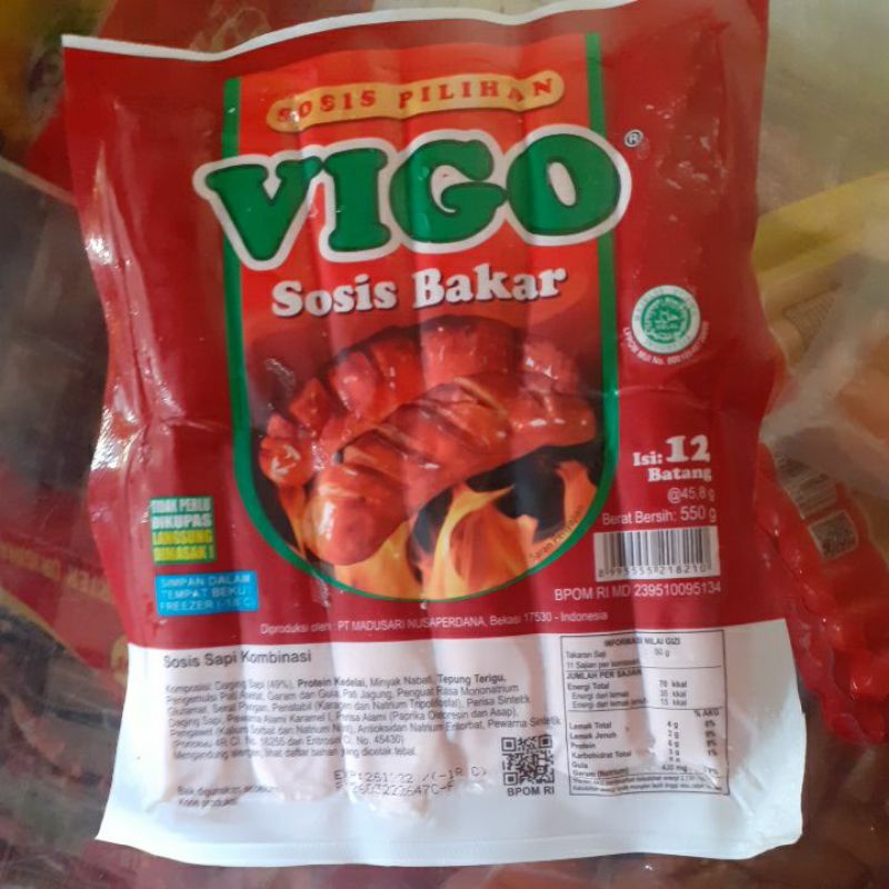 

Grosir Rp 24.500/pack Vigo Sosis Bakar isi 12 pcs 550gr