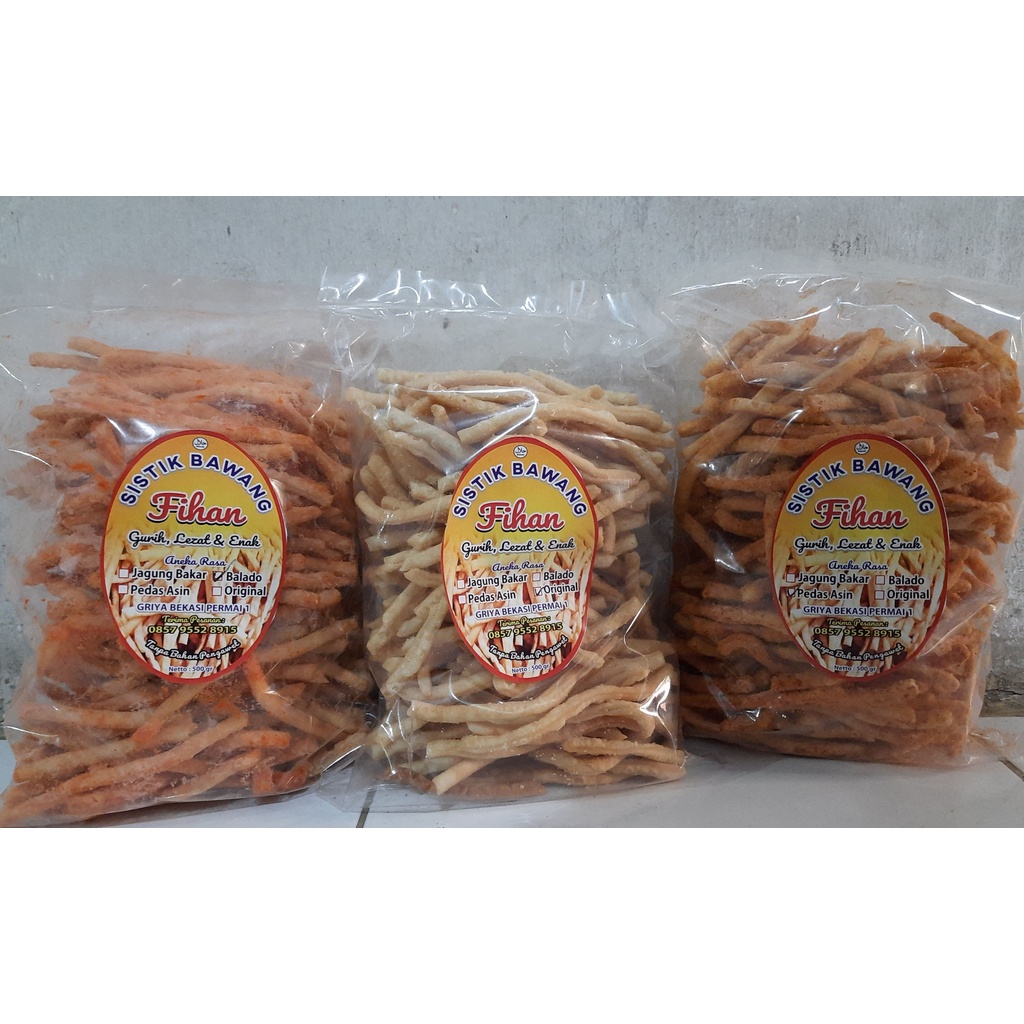 

Sistik Bawang 500 Gram Rasa Original, Pedas Asin, Balado dan Jagung Bakar