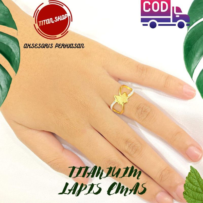 cincin titanium kupu-kupu Cincin titanium wanita Cincin titanium wanita dewasa