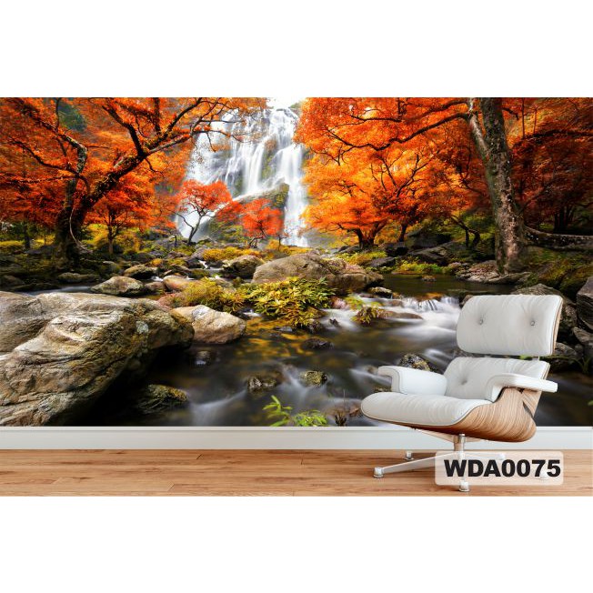 wallpaper waterfall 3d, wallpaper air terjun 3d, wallpaper dinding custom, wallpaper 3d