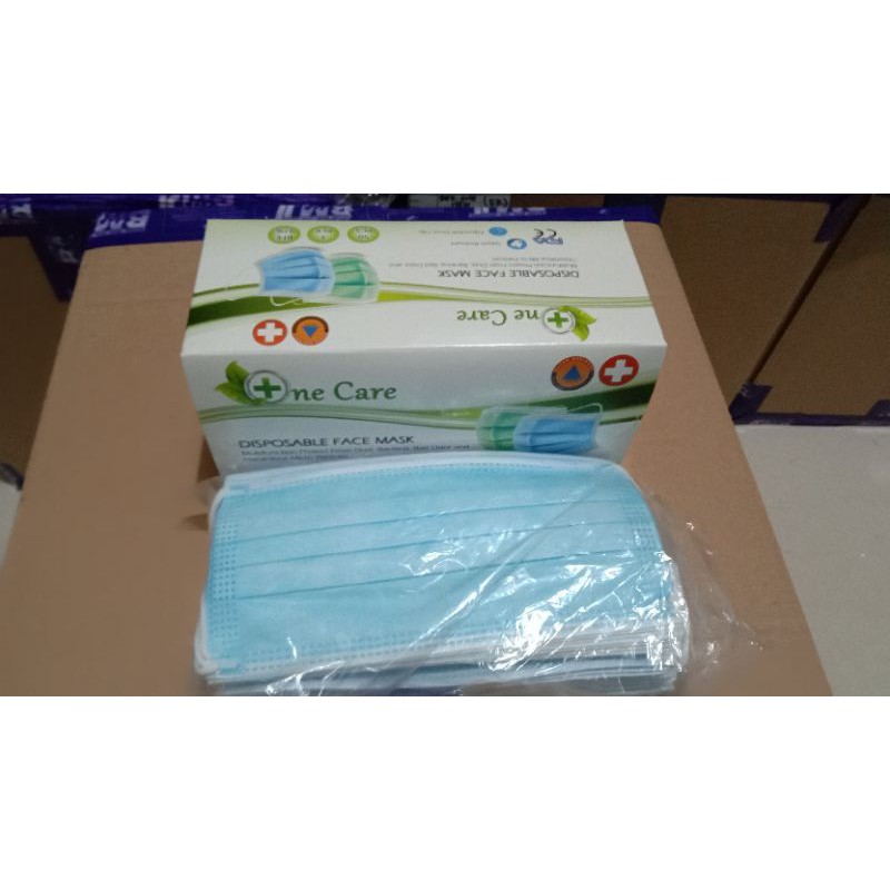 MASKER 3 PLY ONE CARE EMBOS BIRU SUPER TEBAL ISI 50 PCS PREMIUM PRODUCT ] MASKER KF 94 ] MASKER EVO 3D