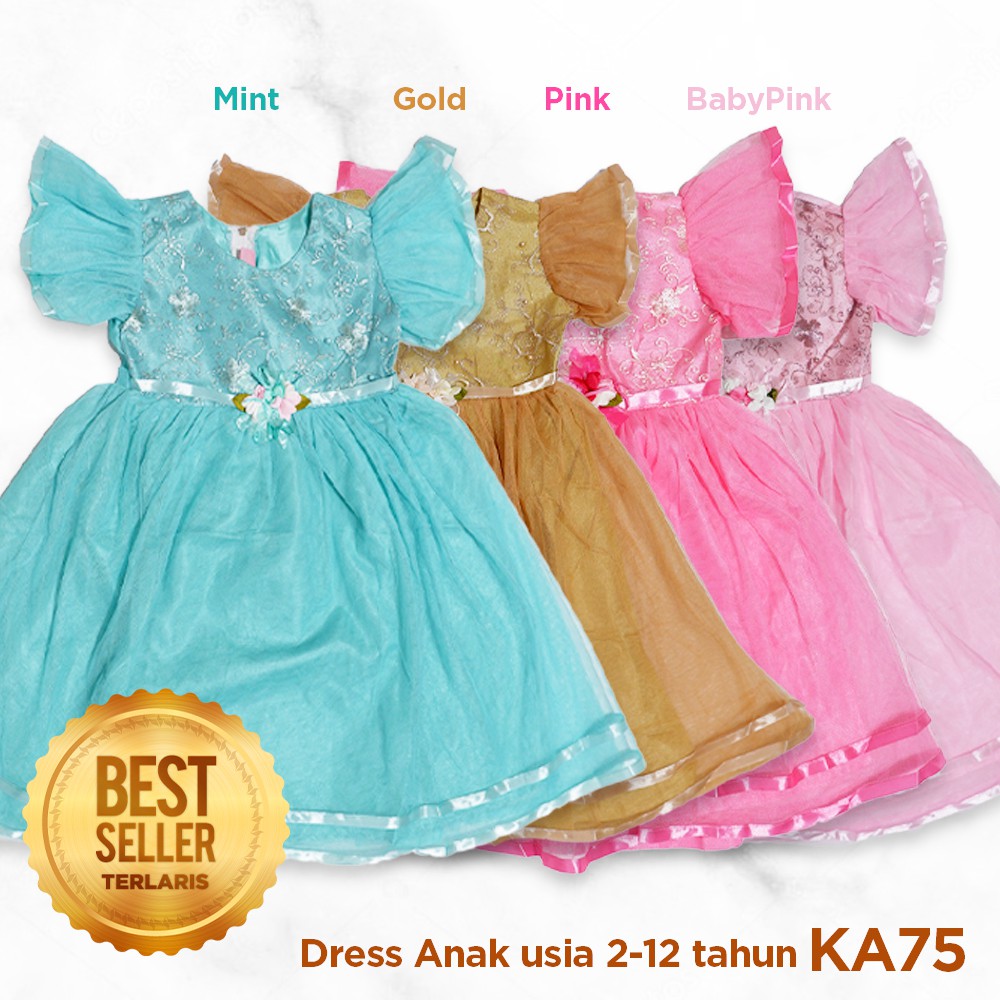 Dress Anak Perempuan 2 Tahun sampai 12 Tahun Gaun Ulang Tahun Anak Import Korea KA75