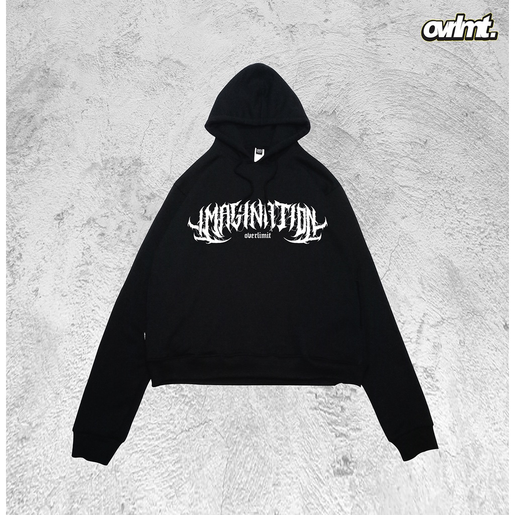 OVERLIMIT CROP HOODIE OVERSIZE UNFINISHED | BILLIE EILLISH | BLACK | OVERLIMIT