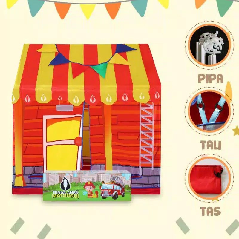 Tenda Anak Kartun Karakter Hewan Zoo Kids Tent - Tenda Anak Pemadam AN8117 Mainan Rumah