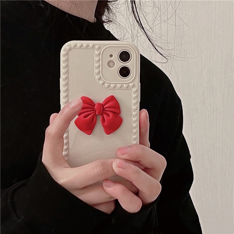 Soft Case Silikon Motif Pita Merah 3D Cover Iphone 7 8 SE2020 7 + 8 PLUS 11 12 13 Mini PRO MAX