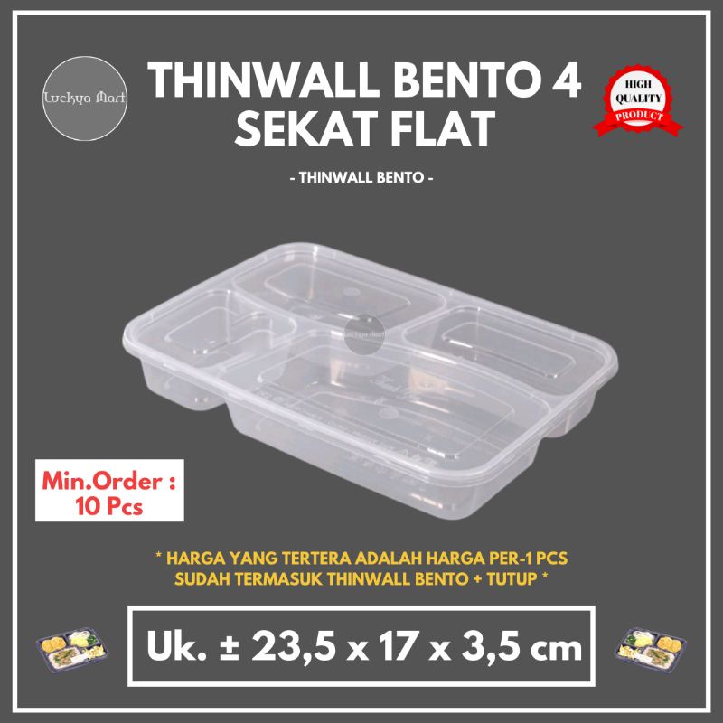 Thinwall bento sekat 4 / thinwall bento 4 sekat / box bento 4 sekat / mika bento sekat 4 / thinwall 
