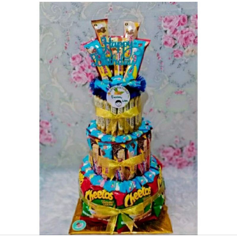 

snack tower murah / kado ulang tahun / kado wisuda / buket murah / buket bunga