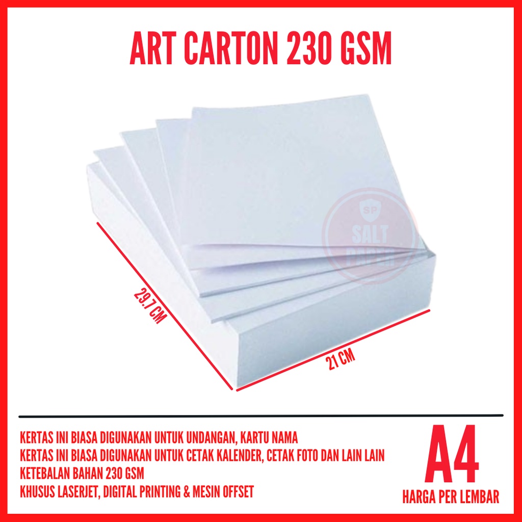 

Art Carton 230 gsm A4 per lembar / Art Carton A4 230 gsm