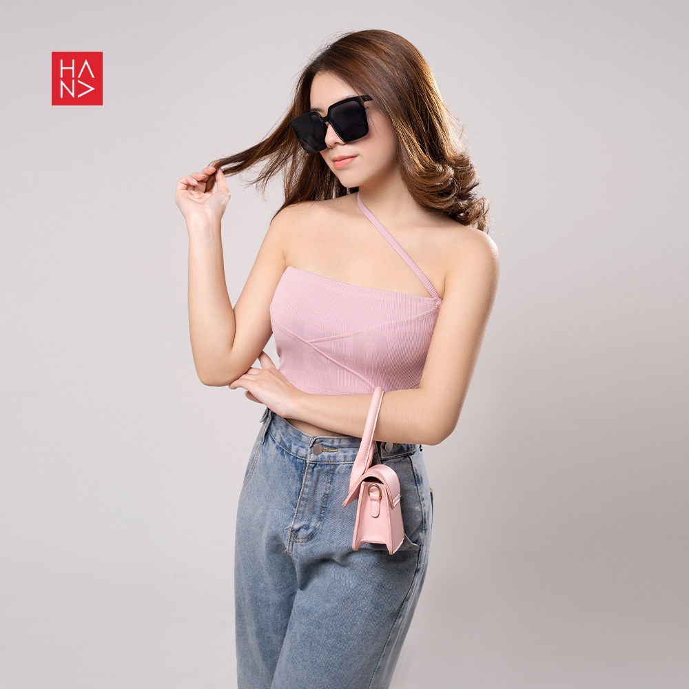 Hana Fashion - Suzy Cross Crop Top Rajut Wanita - CT224