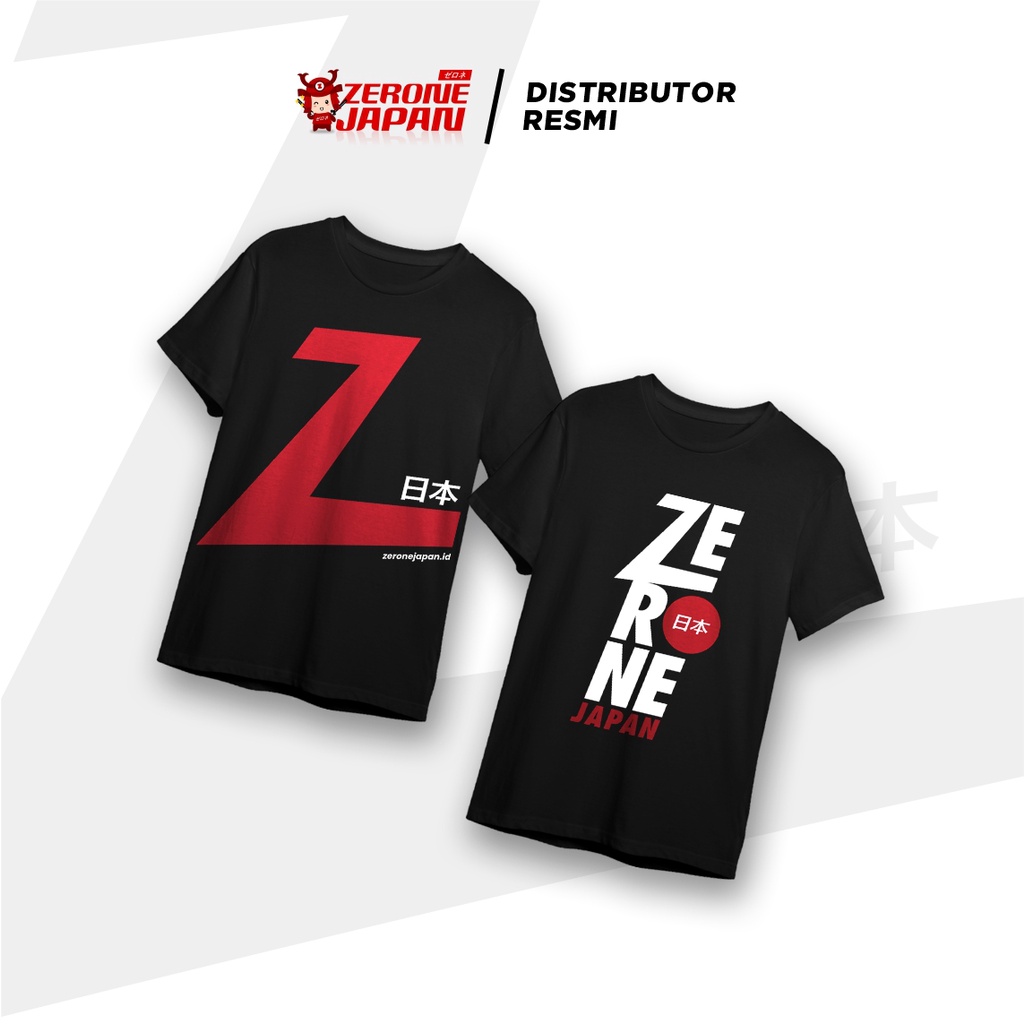 Baju Kaos T-Shirt Zerone Japan Lengan Pendek All Size Hitam Bahan Katun Adem