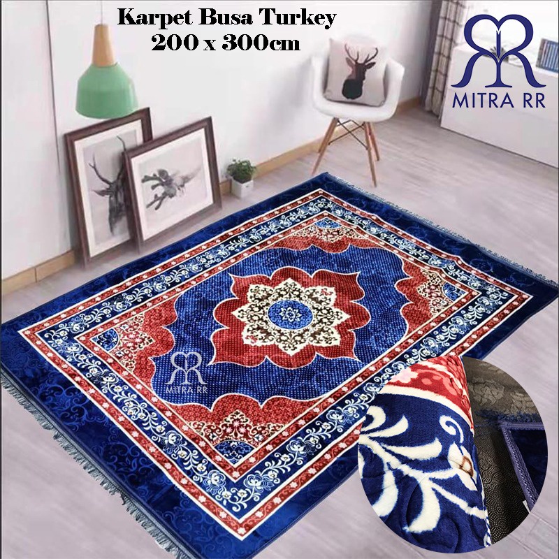 Karpet Turki 200x300cm Karpet Lantai Tebal Jumbo Permadani Rumbai Turkey Kualitas Export