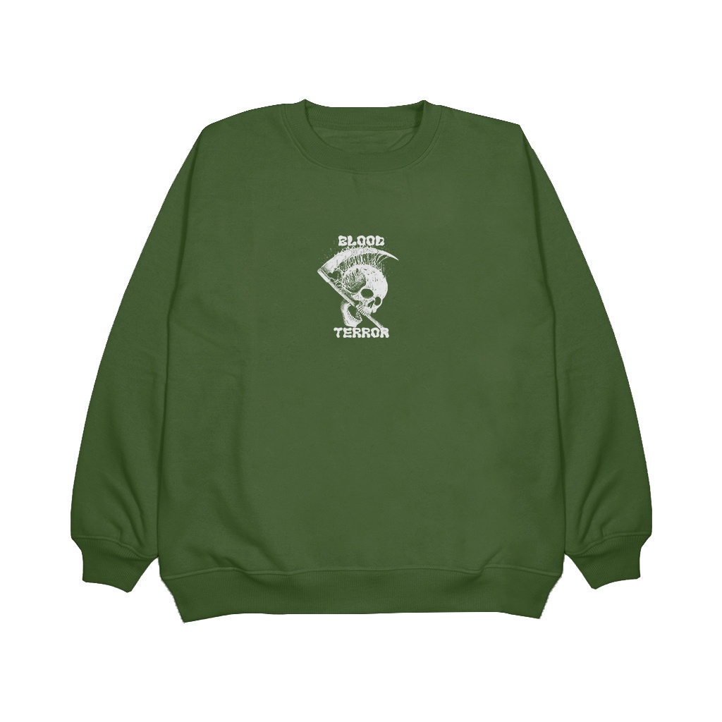 Pojokfashion - Sweater Pria / Wanita Crewneck ( Blood-Terror ) Sweatshirt Bahan Fleece Halus &amp; Tebal