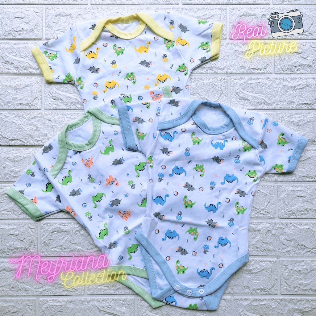 3 Set Jamper Bayi Baru lahir Baju Bayi Jumper Motip Dinosaurus Special Quality Bodysuit