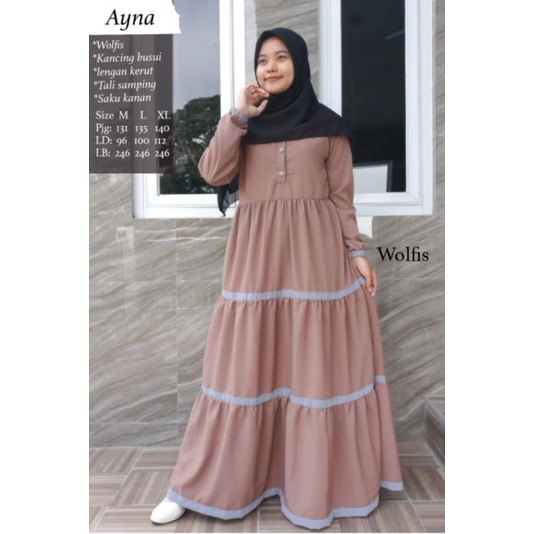 Gamis Ayna rempel susun lis//gamis wolfis rempel susun