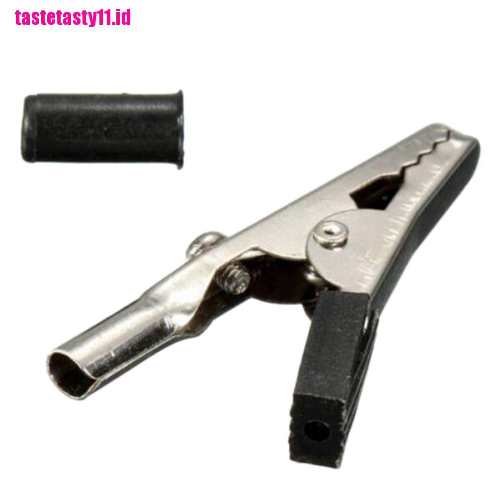 【TTID】2Pcs Red Black Alligator Clip Clamp to 4mm Banana Female Jack Test Adapte