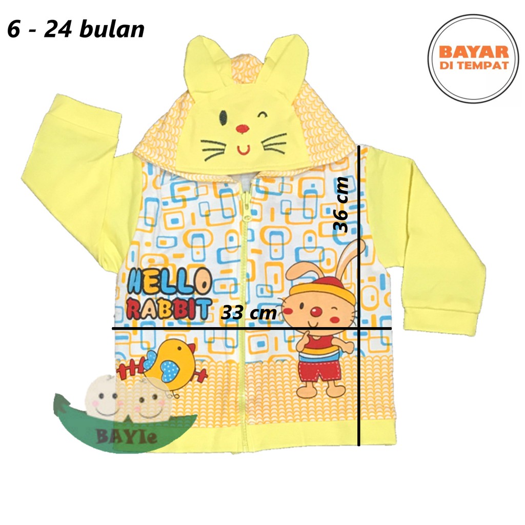 BAYIe - Jaket Bayi/Anak topi motif Rabbit LITTLE usia 6 -24 bulan /Mantel bayi/sweeter anak