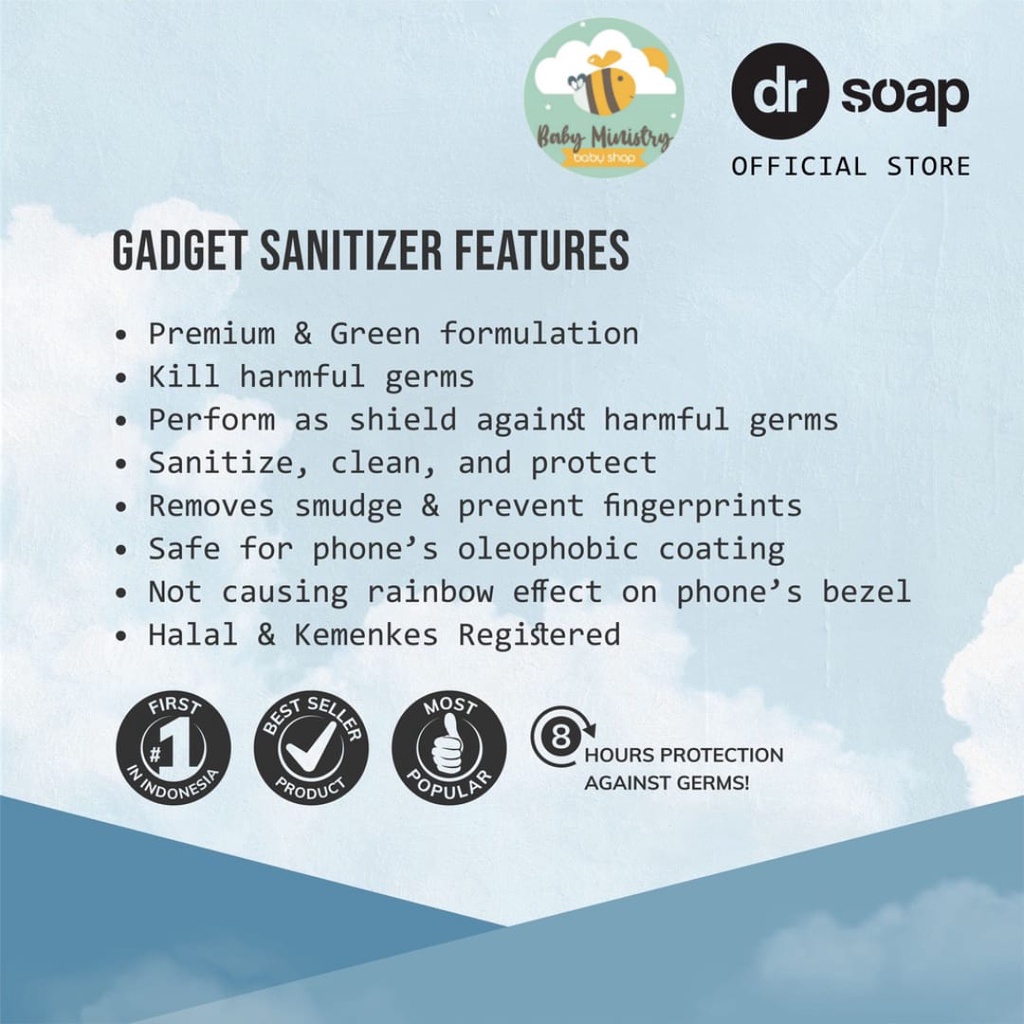 DR.soap / DR SOAP GAdget SANITIZER CLOUD KLAIR - 60ML PEMBUNUH KUMAN DAN KOTORAN