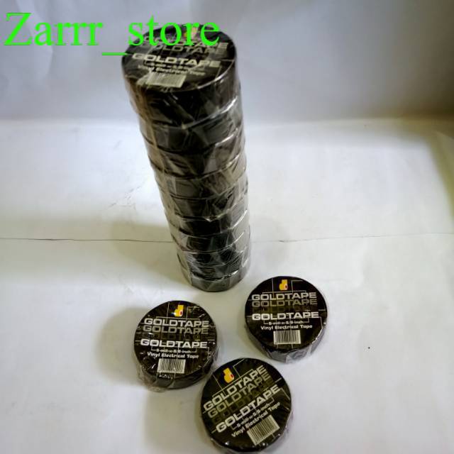 

10 PCS 1 SLOP Isolasi Selotip Lakban Hitam Listrik PVC Electrical Tape Goldtape