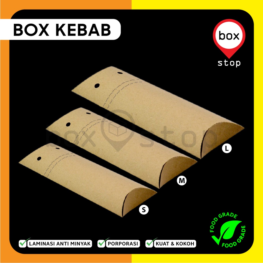 BOX KEBAB - DUS KEBAB - KOTAK KEBAB KRAFT COKLAT - M (50 PCS)