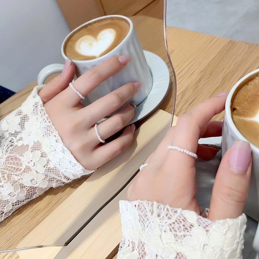 Agustina Cincin Wanita Minimalis Vintage Hadiah Pesta Pernikahan Gaya Korea Geometris Rings