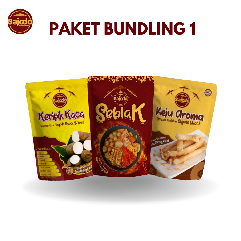 

PAKET BUNDLING 1 (SEBLAK 1, KEJU AROMA 1, KERIPIK KACA 1)