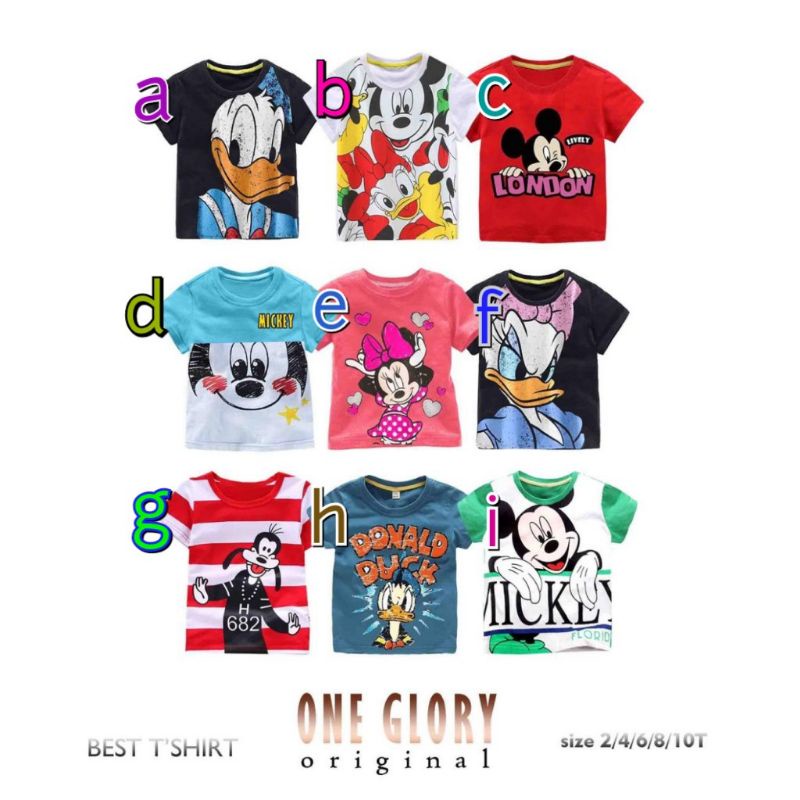 [Bayar di tempat ] kaos anak one glory size 2_10T edisi mickey mouse/baju branded/Kaos disney