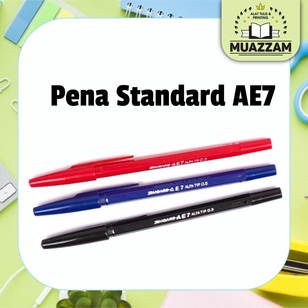 

Standard Pena AE7 0.5mm Hitam Merah Biru