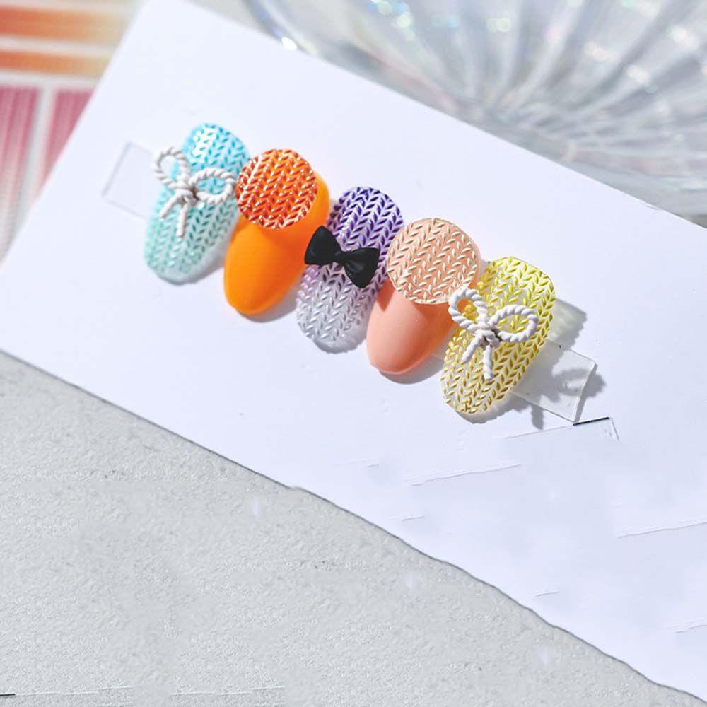 MXBEAUTY Sweater Pola Stiker Kuku Musim Dingin 5D Decals Timbul Relief Perekat DIY Nail Art Dekorasi