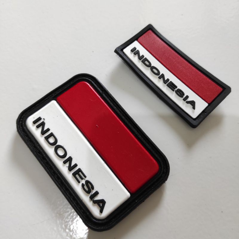 PATCH RUBBER SATU SET BENDERA INDONESIA BESAR+BENDERA INDONESIA KECIL/TEMPELAN EMBLEM KARET VELCRO