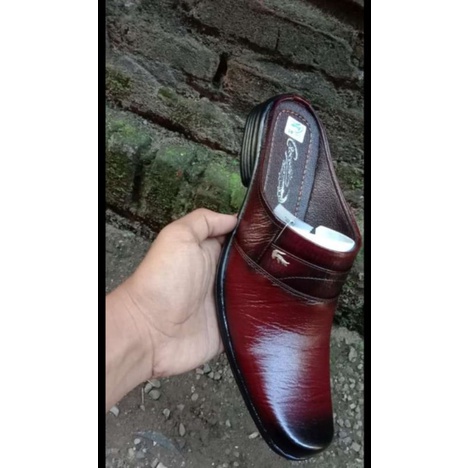 Sandal slop bustong pria kulit asli sepatu slop pria-2