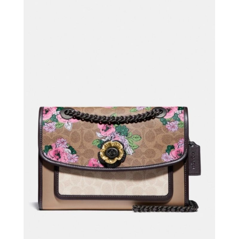 

Coach Parker In Blocked Signature Canvas With Blossom Print