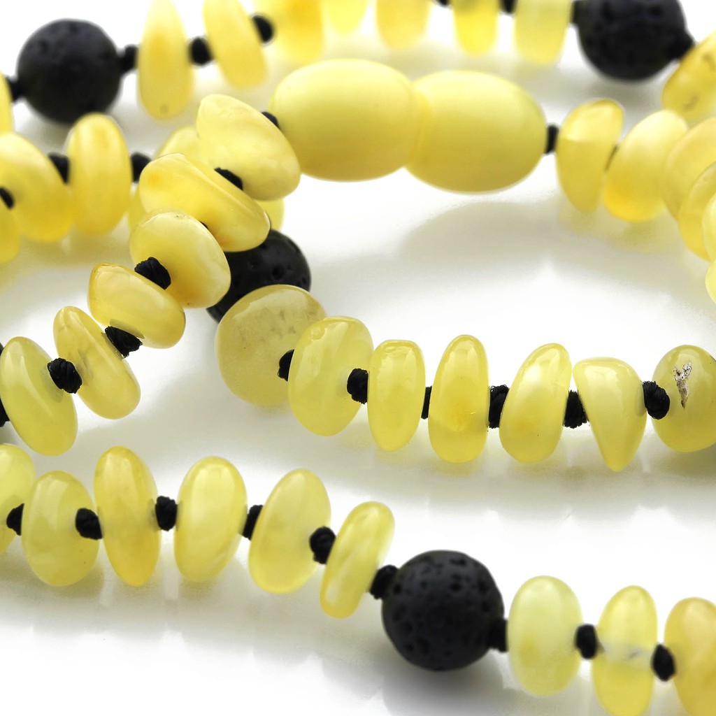 AG12 KALUNG AMBER TUMBUH GIGI DENGAN LAVA STONE BY CARLIS BABY