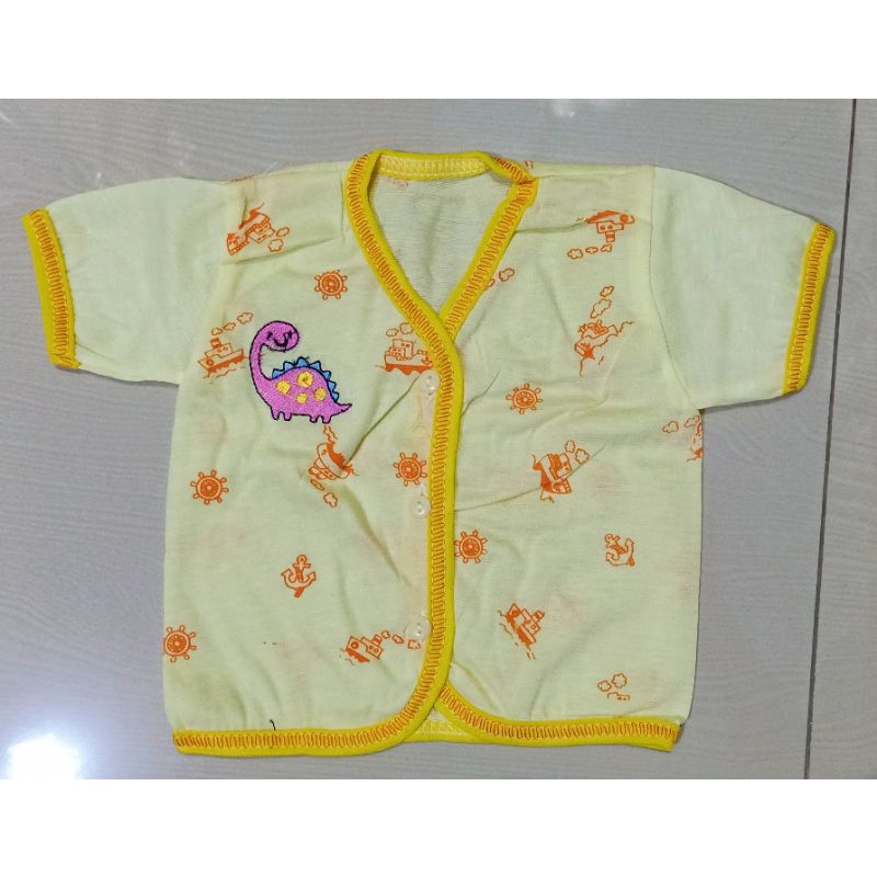 Baju Bayi Baru Lahir Lengan Pendek Katun WARNA Atasan Bayi Ukuran New Born Perlengkapan Bayi Baru Lahir Lusinan