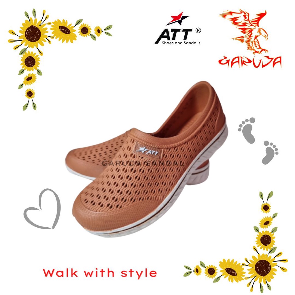 Sepatu Slip On Wanita ATT AKL 162 Karet Fashion Trendy motif Jaring