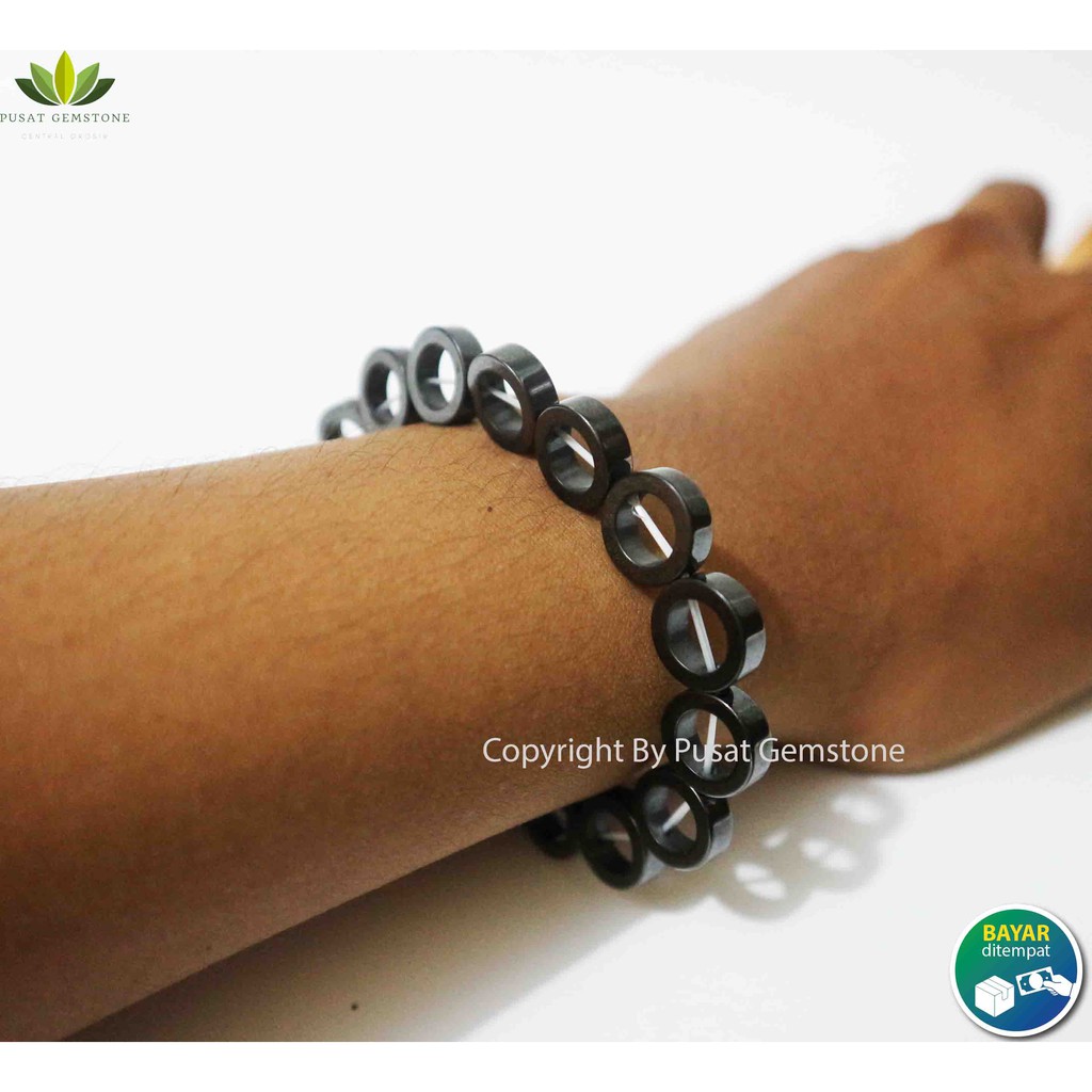 Gelang Kesehatan Magnet Hitam Model Koin/Pis bolong