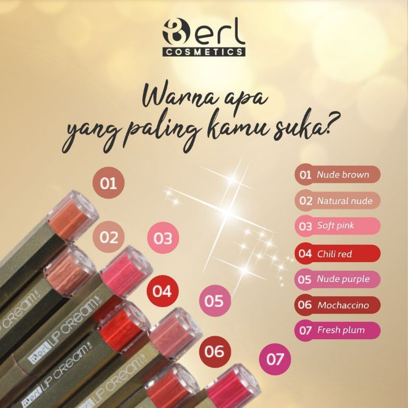 B ERL BEAUTY LIP MATTE TAHAN LAMA CREAM KOSMETIK SKINCARE LIPSTIK