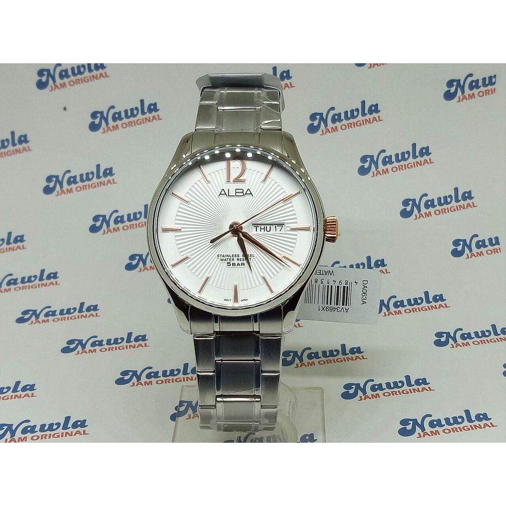 Alba AV3469X1 White Dial Rosel Gold Crown | Jam Tangan Pria AV3469