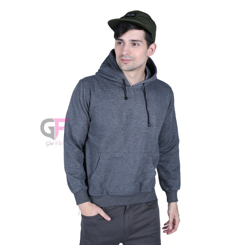 GIOFLO Outerwear Sweater Fleece Pria Abu Muda / SWE 986