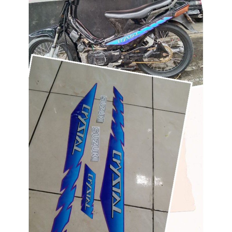 Sticker striping Suzuki crystal variasi standr 92 Suzuki crystal biru body hitam