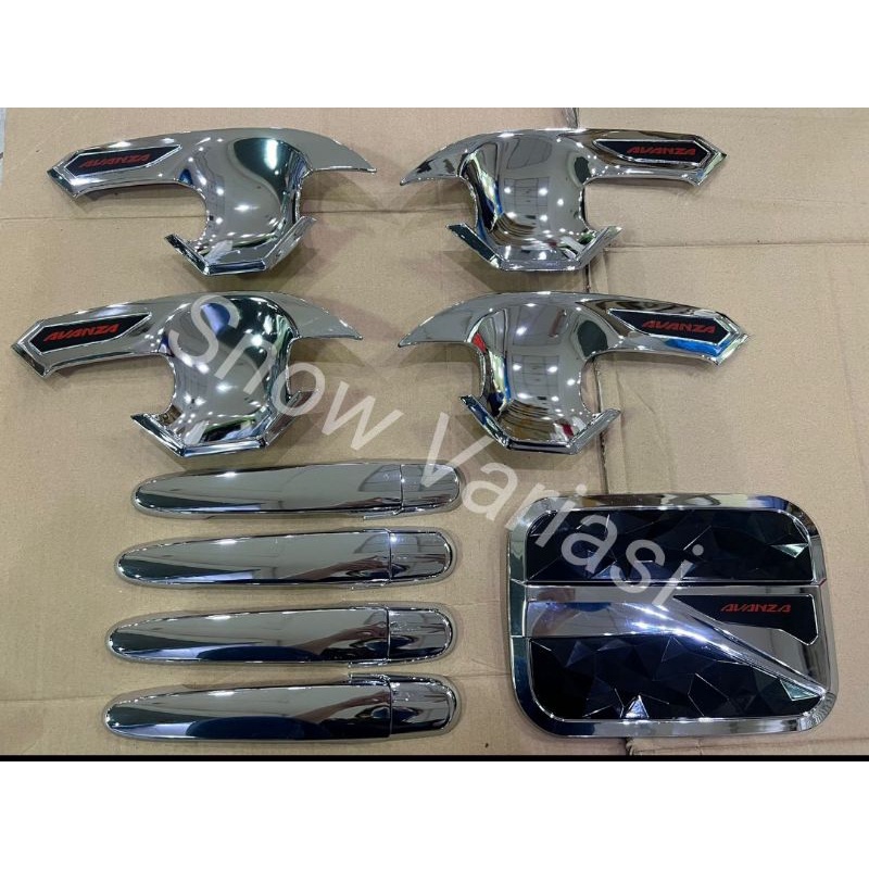 Paket Outer Handle Tank Cover All New Avanza Veloz 2012 2015 2020 Hitam Chrome Blacktivo