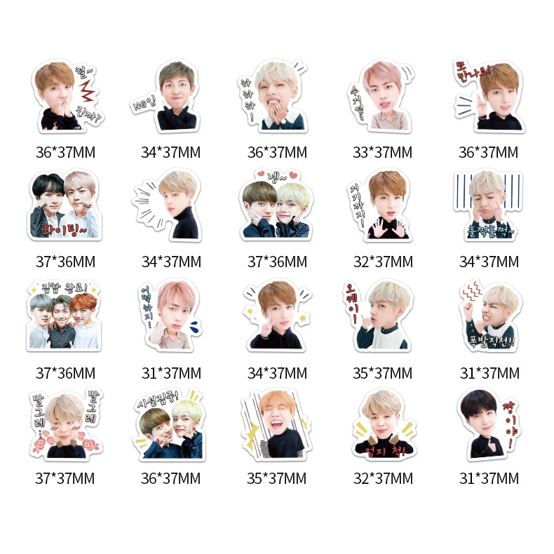 40pcs Stiker KPOP BTS DIY Untuk Scrapbook / Jurnal / Koper / Diary